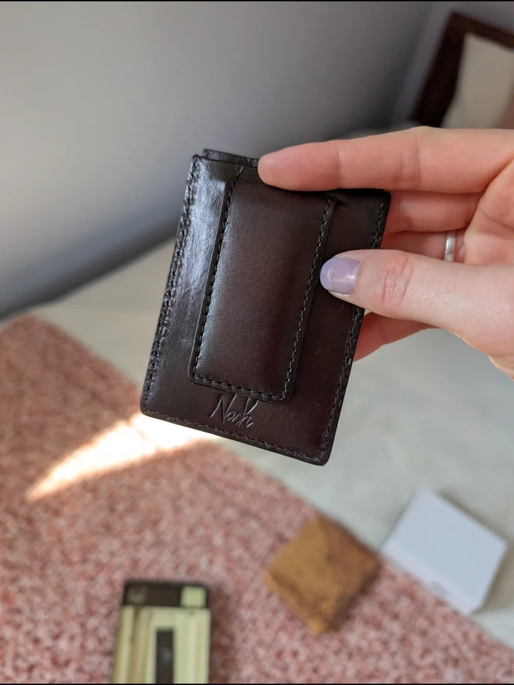 NEW Nash Men's Dark Brown Leather Money Clip/Wallet - $45 Retail